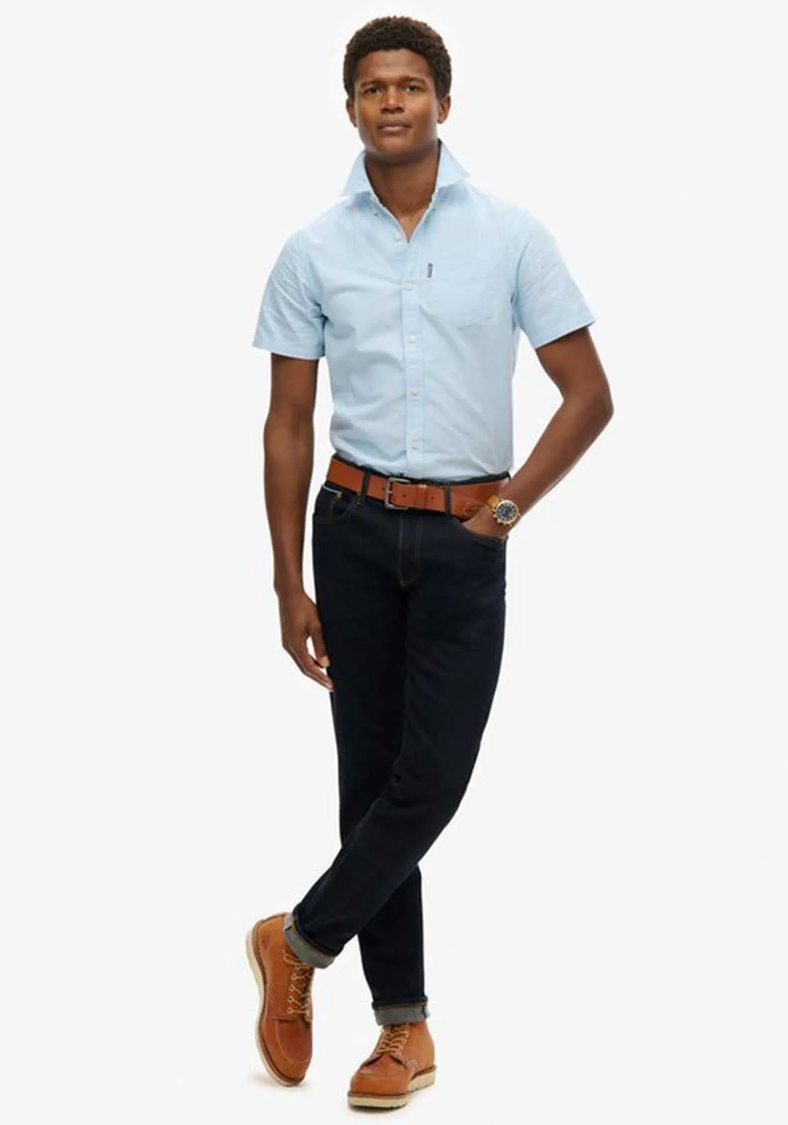 Superdry Oxford Short Sleeve Shirt, Classic Blue