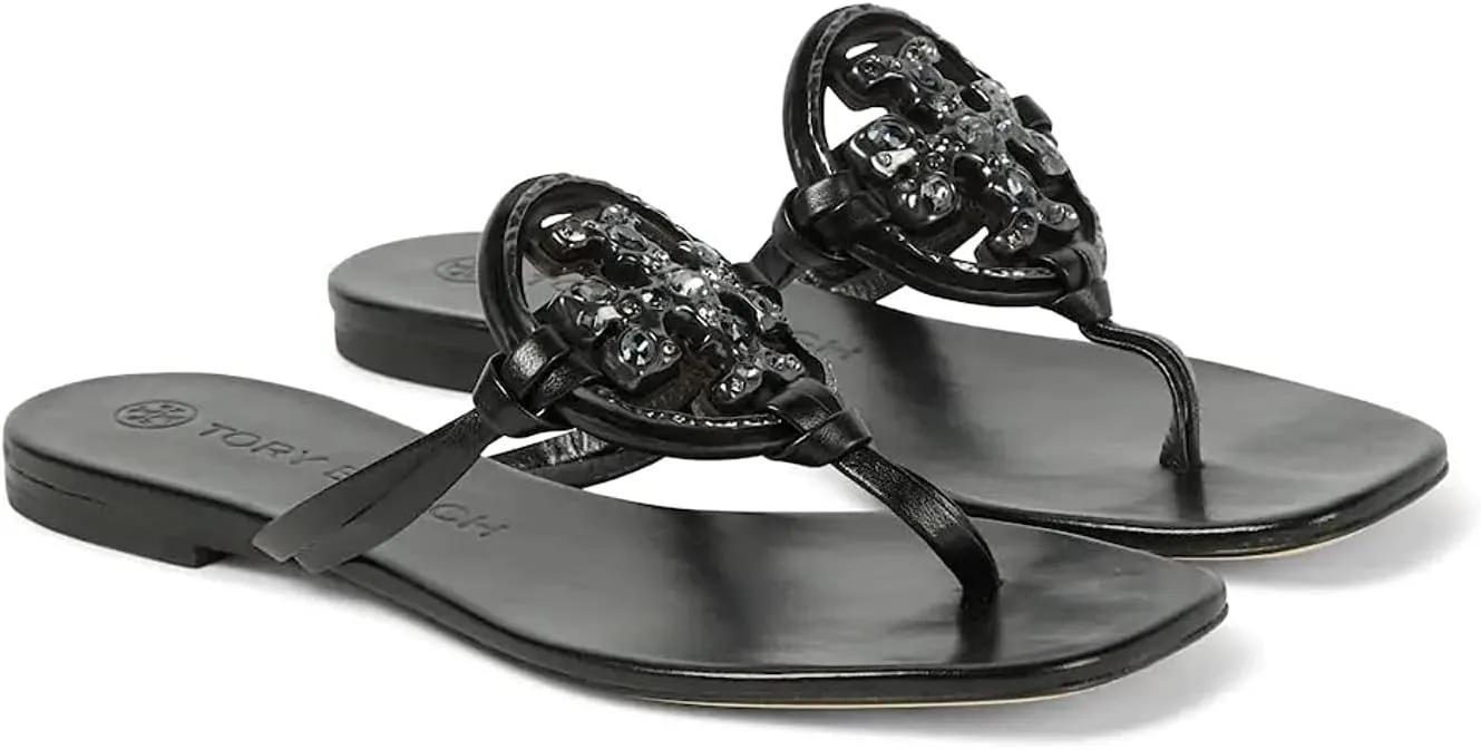 Tory Burch Women's Jeweled Miller Flat Thong Sandal