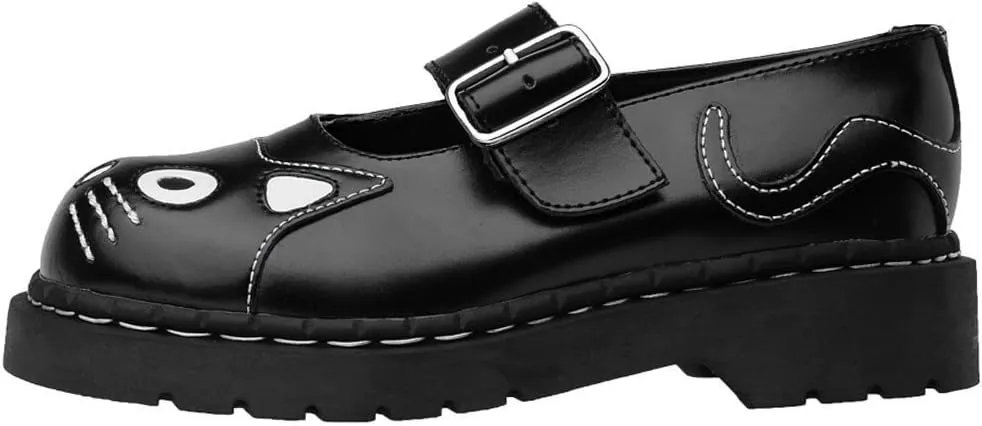 T.U.K. Kitty Cat Mary Janes Shoes for Women, Round Toe Ankle Strap Oxford Shoes