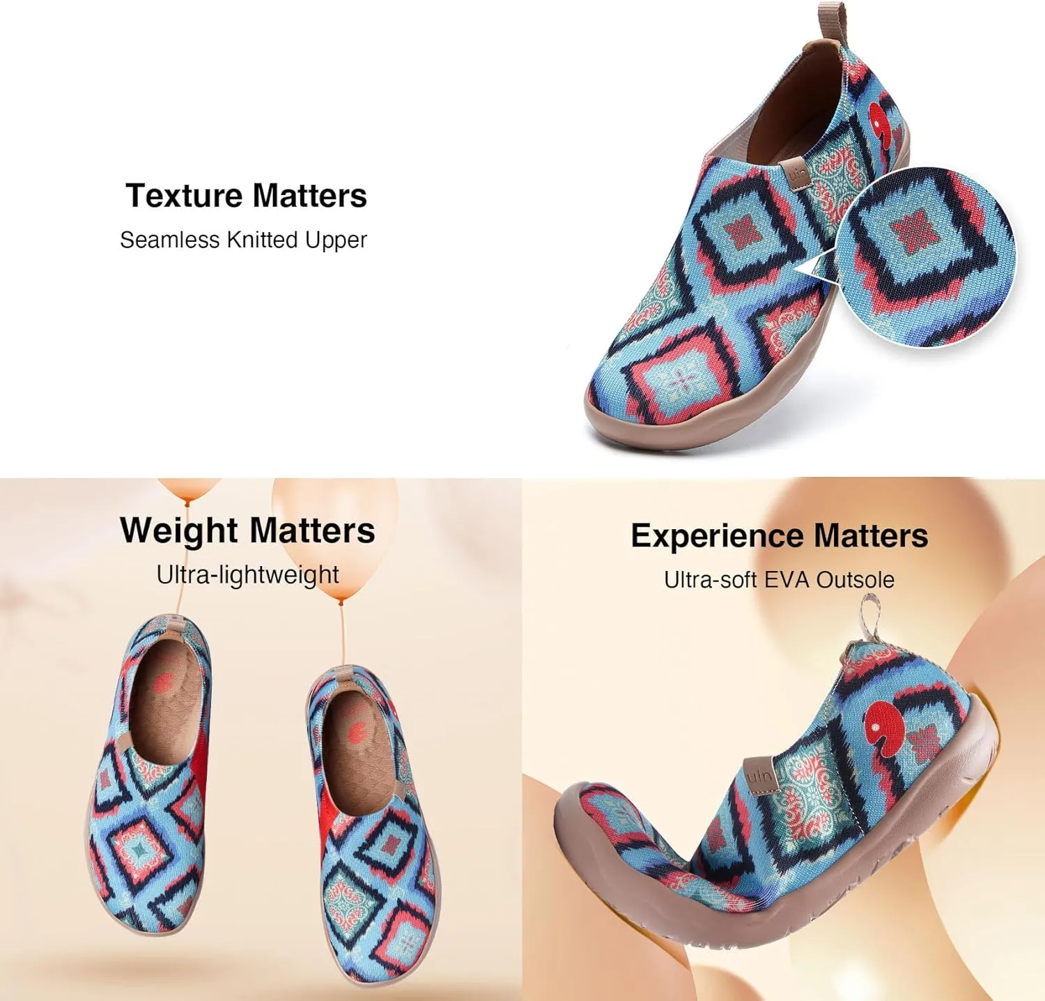 UIN Women's Art Travel Shoes Toledo Ⅰ Knit Slip On Comfort Sneaker Art Series