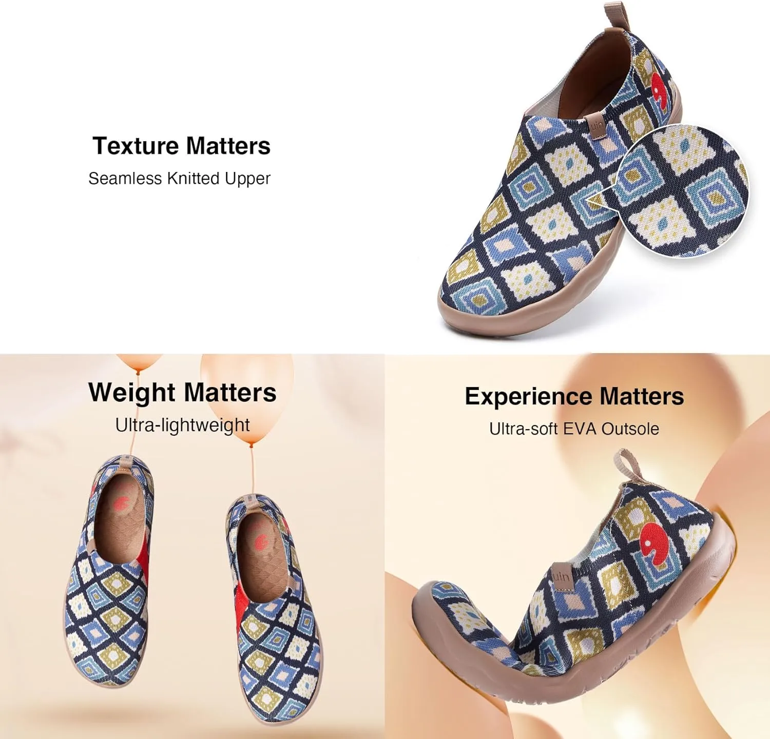 UIN Women's Art Travel Shoes Toledo Ⅰ Knit Slip On Comfort Sneaker Art Series