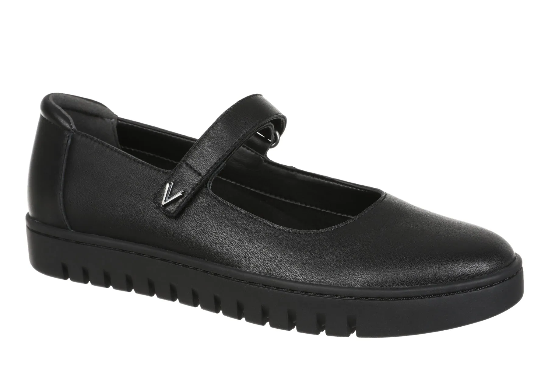 Vionic Black Leather Uptown Women's Mary Jane Flats J2229L1001
