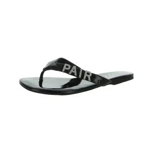 Wild Pair Womens Black Rhinestone Fantasia Round Toe Slip On Thong Sandals 5 M