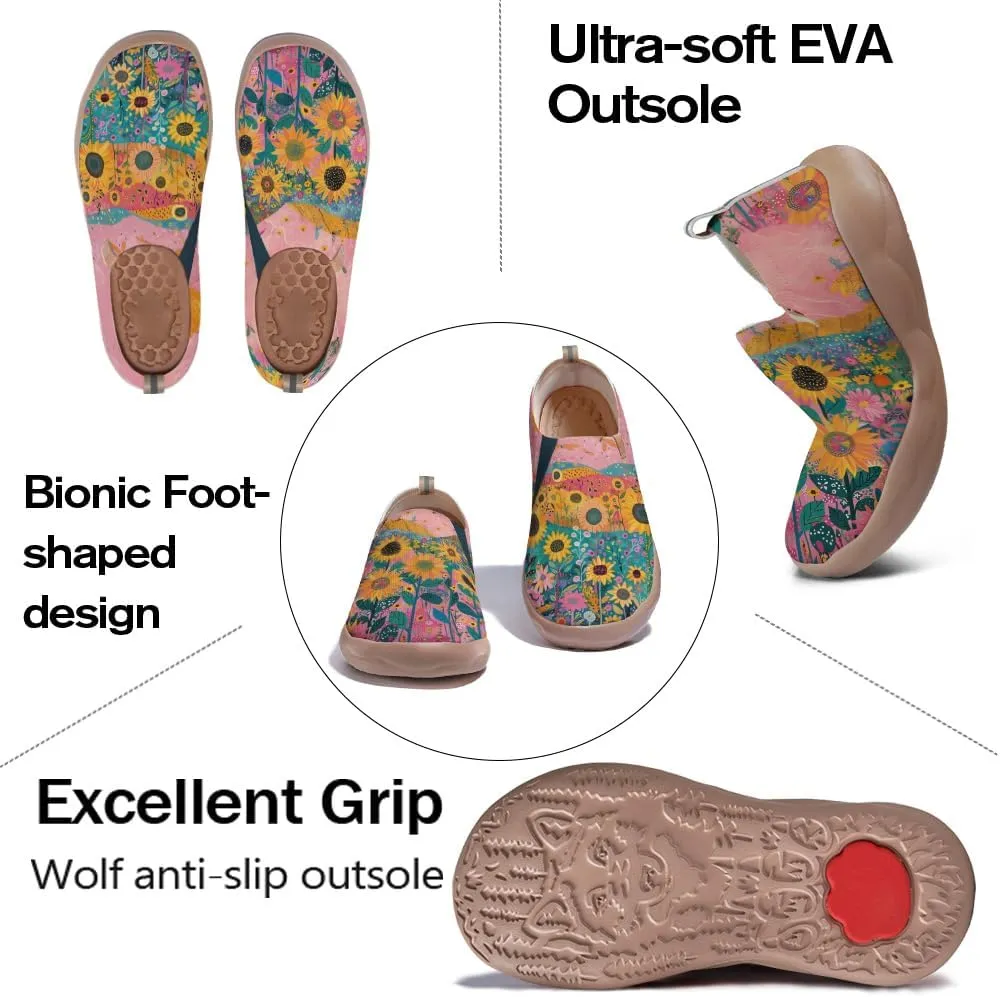Women's Fashion Art Sneaker Painted Knit Slip-On Loafers Ladies Travel Shoes