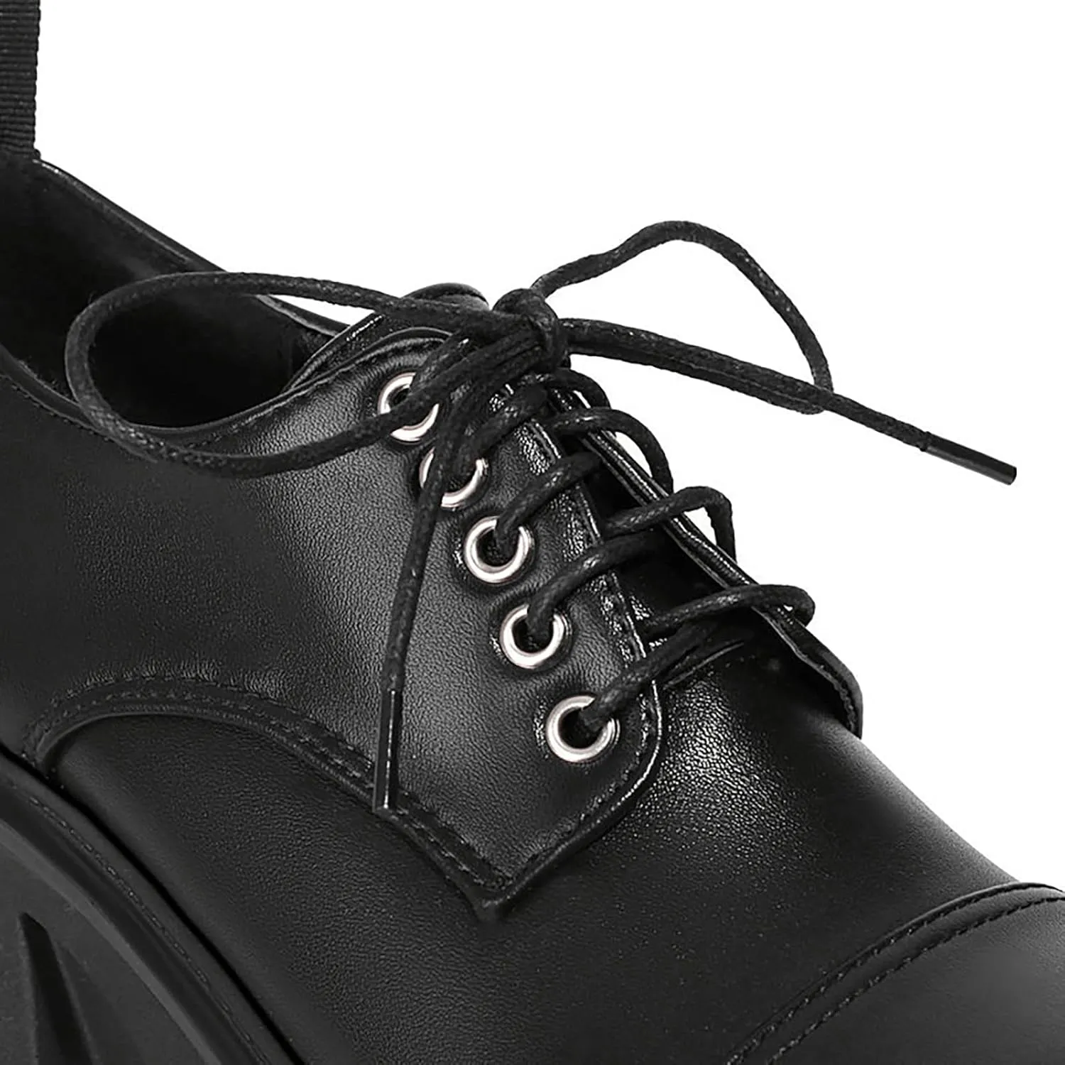 Women's Patent Leather Lug Sole Chunky Heel Oxfords,Fashion Lace Up Height Increase Platform Gothic Oxfords Pumps Business Work Dress Shoes