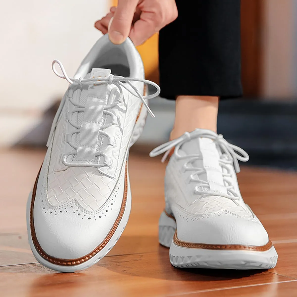 Xingh Men's Oxford Ridge Leather Sneakers