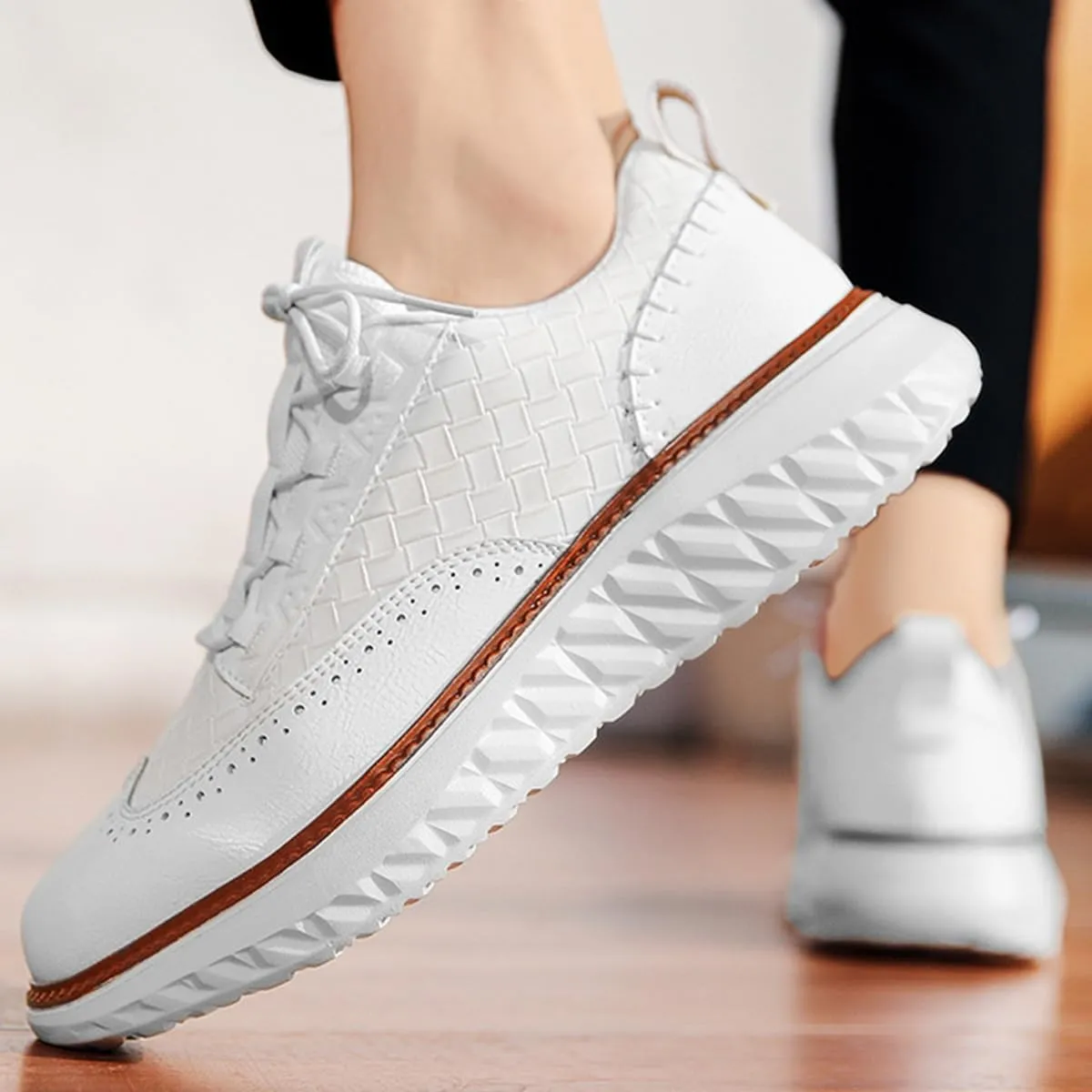 Xingh Men's Oxford Ridge Leather Sneakers