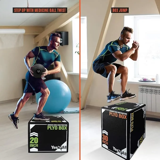 Yes4All 3-in-1 Soft-Padded Plyo Box With Wooden Core